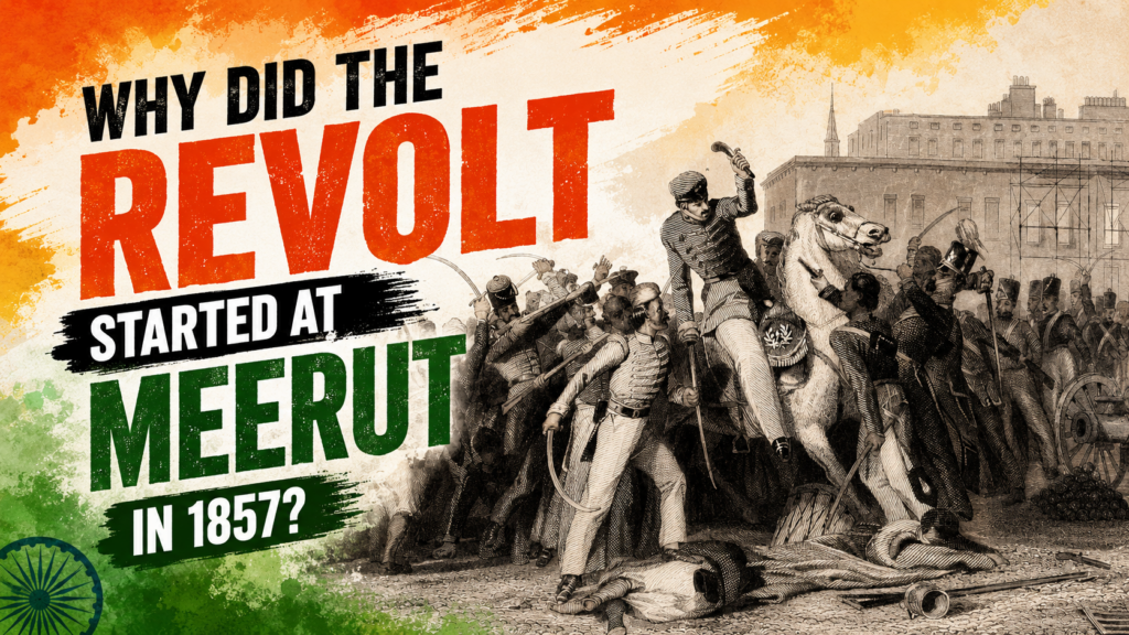 Indian soldiers uniting during the 1857 revolt in Meerut against the British Empire